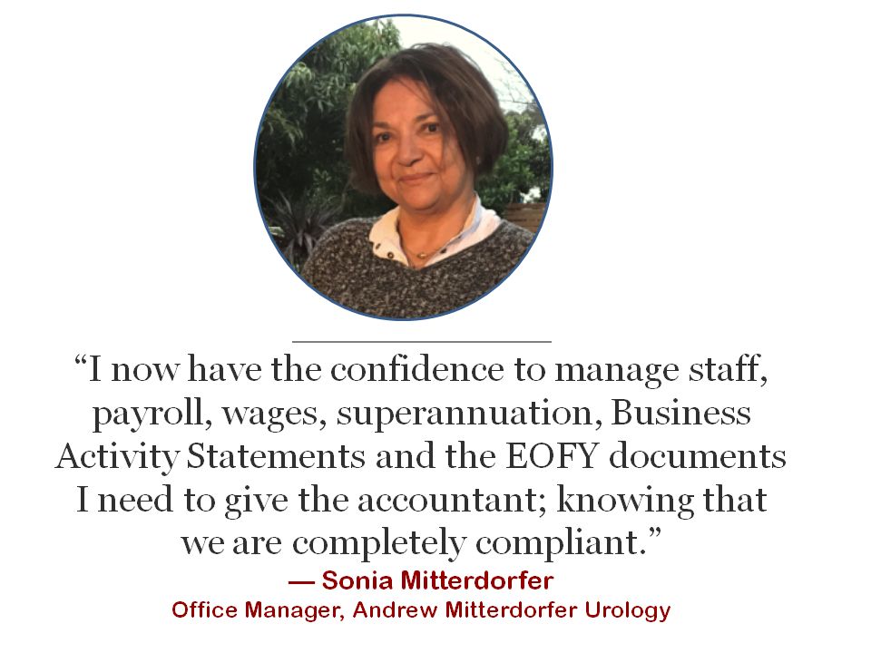 testimonial by office administration manager about MYOB training course study