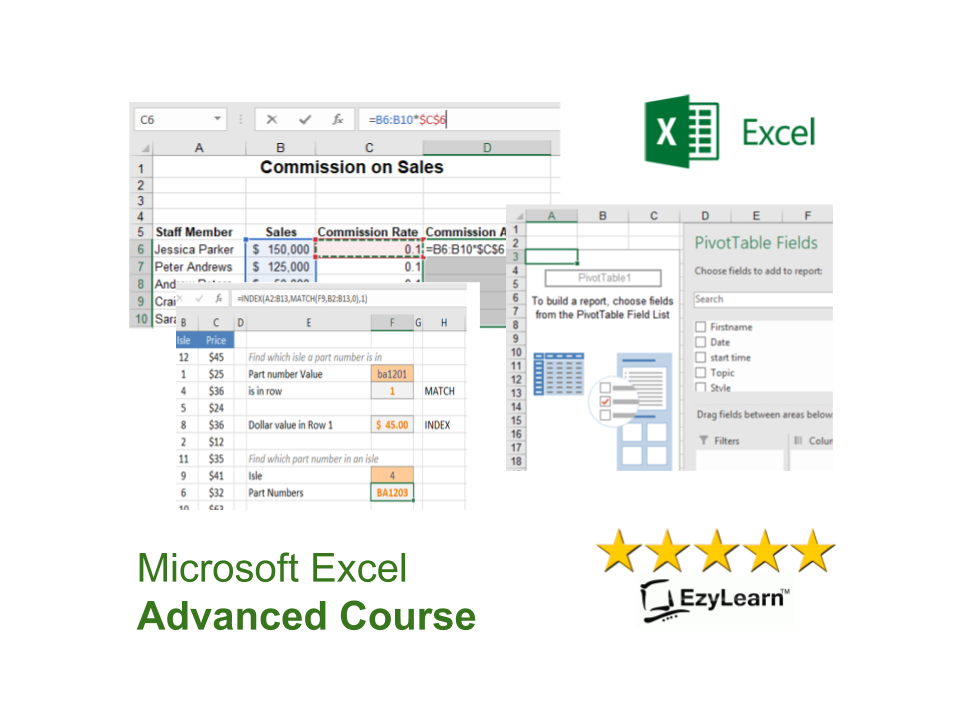 Microsoft Office Excel Online Advanced Training Course Pivottables Vlookup Match Nested